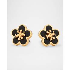 Tory Burch Earrings Tory Burch Kira Enamel Flower Stud Earrings Gold Black