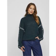 Vila Jumpers Vila High Neck Knitted Pullover - Scarab White