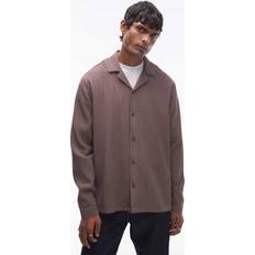 Topman Long Sleeve Chunky Plisse - Chocolate Brown