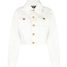 Balmain Denim Jackets Balmain Cropped Denim Jacket - White