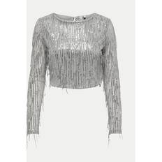 Blau Blusen Only Regular Fit Crop Top - Silber