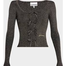 Bluse Ganni Sparkle Tie String Cardigan - Black/Gold