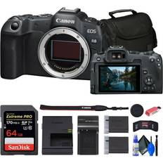 Canon EOS R8 Mirrorless Camera 64GB Card Bag Charger Battery More