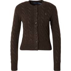 Cachemire Cardigans Regular Fit Cardigan mit Zopfmuster - Dunkelbraun