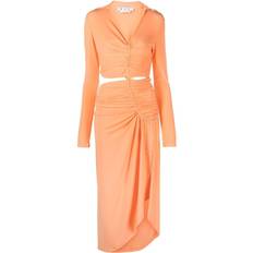 Off-White Midi Dresses Off-White Vi-Crepe Draped Midi Dress - Orange