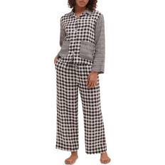 Linen Pajamas Desmond & Dempsey Gingham Linen Pajama Set Gingham Black