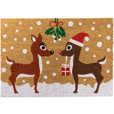 Multicoloured Entrance Mats JVL Latex Christmas Coir Door Mat 40 x 58 cm Multicolour, Brown