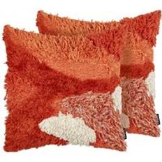 Arancione Copricuscini Beliani Set of 2 Scatter Cushions Tufted Throw Pillow 45 x 45 cm Cushion Cover Orange, Red (45x45cm)