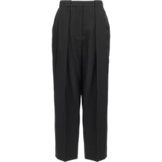 Balmain Trousers Balmain Straight Trousers Balmain-Grain De Poudre Pantaloni Nero-Donna - Black