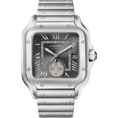 Rhodium-Plated Santos De Dual Time 40.2Mm silver