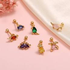 Earrings Anvazise Luckymimi, 1Pc Dinosaur Shape Women Earring Alloy Cubic Zirconia Stud Earring Jewelry Accessory style