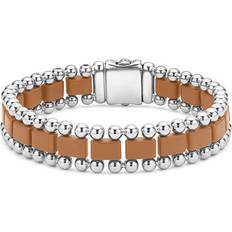 Lagos Men's Stainless Steel Anthem Tan Ceramic Link Bracelet Exclusive Tan/Silver