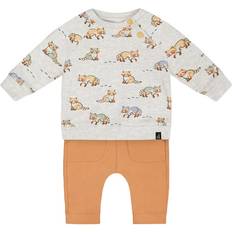 Organic Cotton Other Sets Children's Clothing Deux par Deux Organic Cotton Raccon Print Top and Pant Set - Beige Mix Hazel