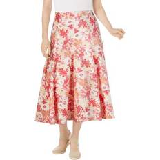 Woman Within Skirts Woman Within Plus Size Print Linen-Blend Skirt - Sweet Coral Floral