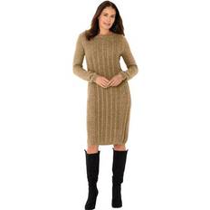 Woman Within Dresses Woman Within Plus Size Cable Knit Sweater Dress - Soft Camel