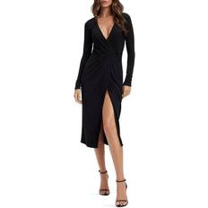 Good American Dresses Good American Touch Long Sleeve Wrap Midi Dress - Black