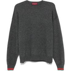 Gucci Women Jumpers Gucci Web Stripe Trim Sweater - Grey