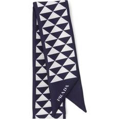 Prada Scarfs Prada Silk Triangle Skinny Scarf - Blue