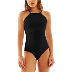 Gladiolus High Neck One Piece Swimsuit - Black