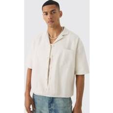 Wool Shirts boohooMAN Oversized Wool Look Boxy Shirt - Cream