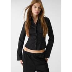 Black fitted shirt Stradivarius Fitted Shirt With Flowing Sleeves - Black