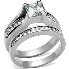 Precious Stone UnbeatableSale Local, Women High Polished Stainless Steel Ring with AAA Grade CZ in Clear