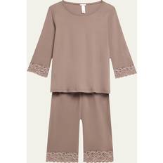 Braun - Damen Schlafanzüge Hanro Moments Cropped Pajama Set - Stonewash