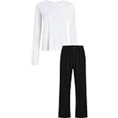 Donna - Multicolore Pigiama Calvin Klein Flannel Sleep LS Tee And Pant Set - White/Black