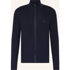 Tommy Hilfiger Trøjer Tommy Hilfiger Strickjacke mit Logo-Stitching - Dunkelblau