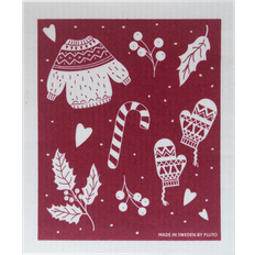 Winter Dishcloth 17 x 20 cm Red-Gray