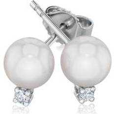 Mikimoto 6-6.5mm Akoya Cultured Pearl and Diamond Stud Earrings