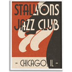 Wall Decorations Stupell Industries Stallions Jazz Club Retro Abstract Horse 14.0 H x 11.0 W x 1.5 D Framed Art