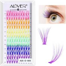 Cosmetics Aliver Oimmal, Lash Clusters DIY Eyelash Extensions 120pcs D Curl Natural Cluster Lashes 8 to 16mm Colorful Individual Lashes Eyelash Clusters(A05 D-MIX)