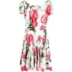 Dolce & Gabbana Green Dresses Dolce & Gabbana Carnation-Print Flared Minidress White