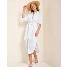 Tommy Bahama St. Lucia Linen-Blend Coverup Shirt Dress - White