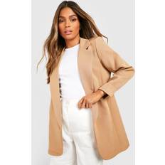 boohoo Basics Woven Turn Cuff Relaxed Fit Blazer - Beige