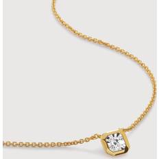 Monica Vinader Transparent Necklaces Monica Vinader Gold Lab Grown Diamond Solitaire Asscher Chain Necklace Adjustable 41-46cm/16-18' Lab Grown Diamond