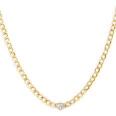 Zoe Lev 14K Yellow Gold Diamond Cuban Link Choker Necklace, 15" White/Gold