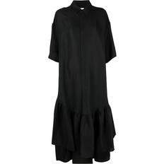 Ami Paris Short Dresses Ami Paris Ruffle Detailing Shirtdress - Black