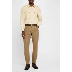 Shirts Tom Ford Men's Cotton Silk Military Casual Button-Down Shirt - Beige