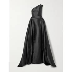 Evening Gowns - Gold Dresses Solace London The Charo One-shoulder Draped Satin-twill Gown - Black