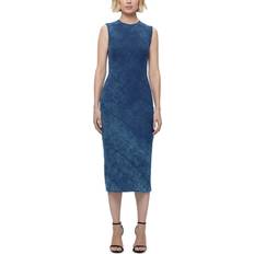 Herve Leger The Savannah Sleeveless Denim Bandage Midi Dress - Indigo Multi