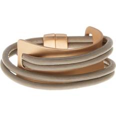 Beige Bracelets Saachi Taupe Gladiator Wrap Leather Bracelet (One Size)