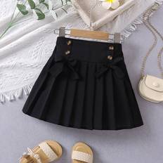 Black Skirts Children's Clothing Shein Elegant School Style Pleated Skirt - Black
