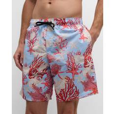 Versace Swimming Trunks Versace Coral-Print Swim Shorts - Blue Hydrangeacoral