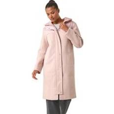 Pink Coats Roman Mixed Fabric Pocket Detail Hooded Coat - Light Pink