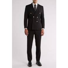 Suits Gino Vitale Slim Fit Double Breasted Suit - Black