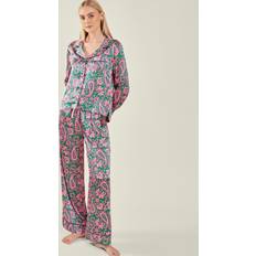 Turquoise - Women Sleepwear Accessorize Paisley Satin Long Pyjamas Set - Teal