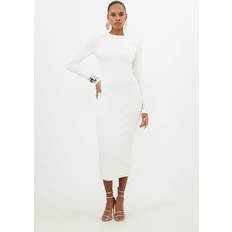 XXL Dresses Karen Millen Compact Jersey Ribbed Maxi Dress - Ivory