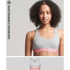 Superdry Women Underwear Superdry Large Logo Crop Lette Bra - Grau